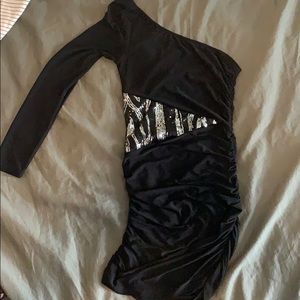 One shoulder mini black dress